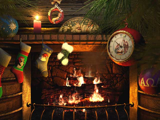 Holidays 3D Screensavers - Fireside Christmas - Animated fireplace with