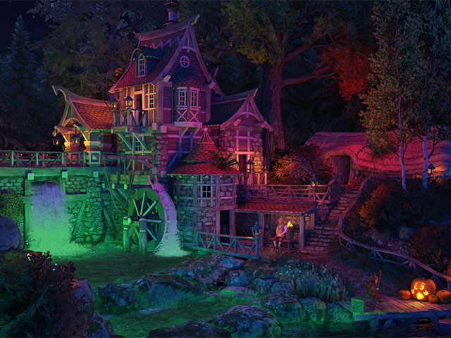 Holidays 3D Screensavers - Halloween Watermill